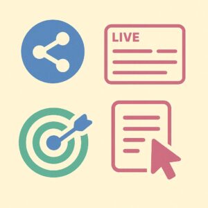 Social media icons representing content