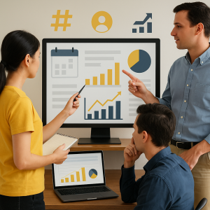 Team analyzing digital marketing performance