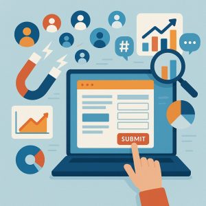 Lead generation and data analytics concept illustration